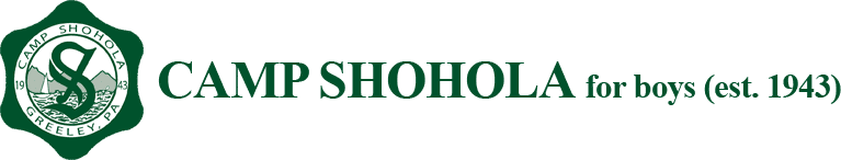 The logo for Camp SHohola, a boys summer camp in Pennsylvania
