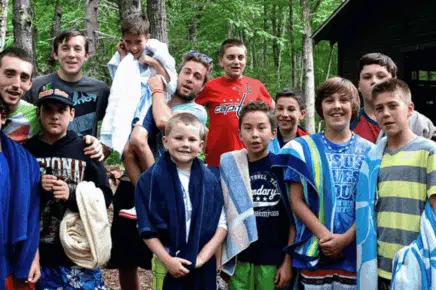 group of campers gathered outdoors