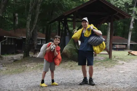 first-time camper starting a fire